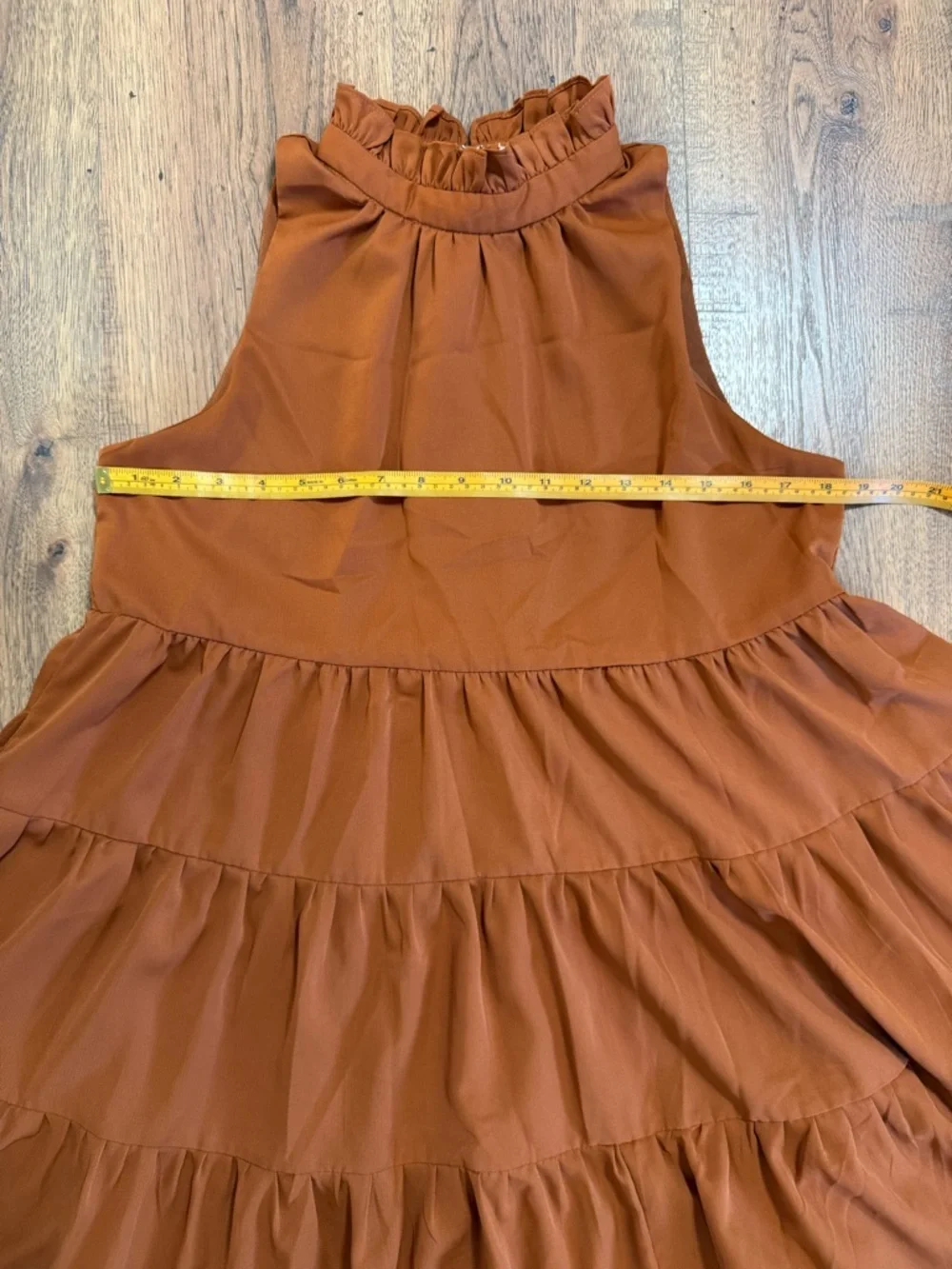 TCEC Brown and Orange Tiered Ruffled Sundress